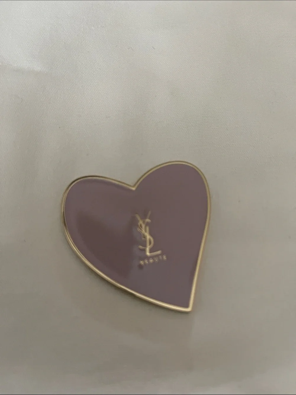 YSL Heart-Shaped Gold-Trim Compact Mirror - Women Accessories